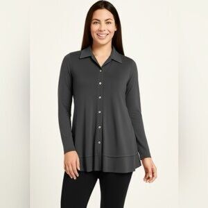 Joseph Ribkoff Charcoal Button Down Shirt women’s size 8